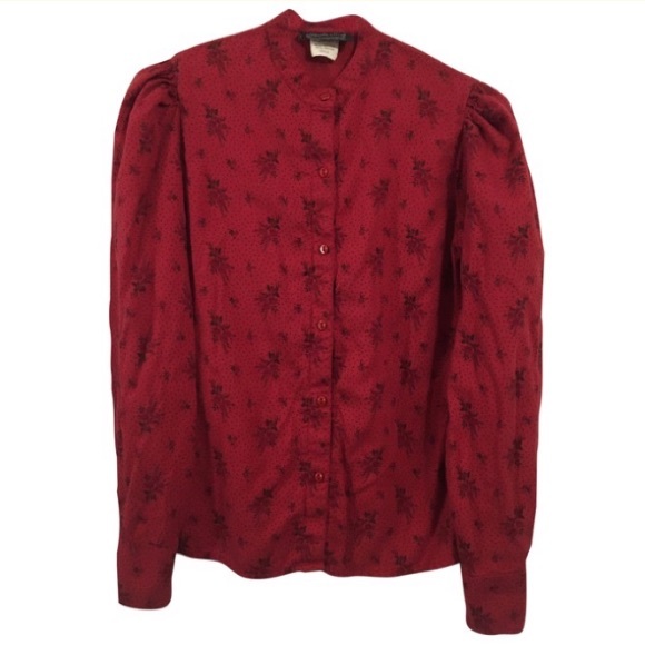 Carole Little Tops - Vintage Button-Down Floral TraditionalBlouse